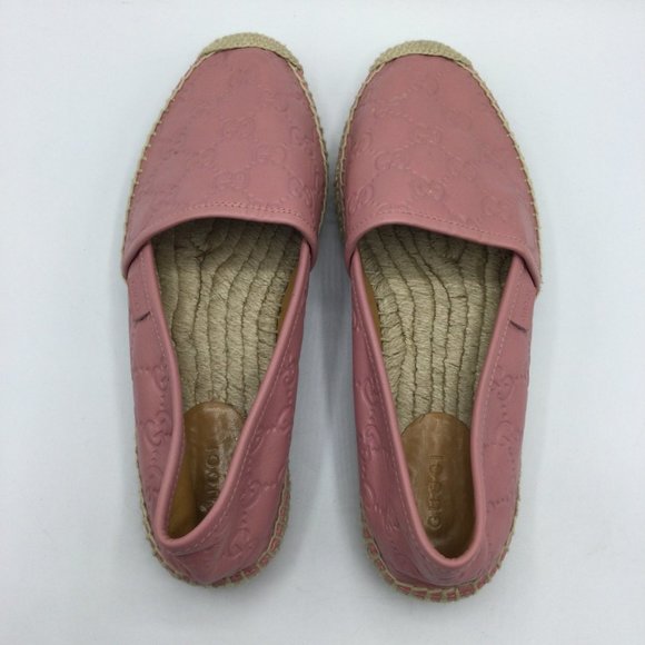 Gucci Guccissima Leather Espadrilles Rose Baby Pink Womens EU 37 US 7 454703 - Picture 8 of 14